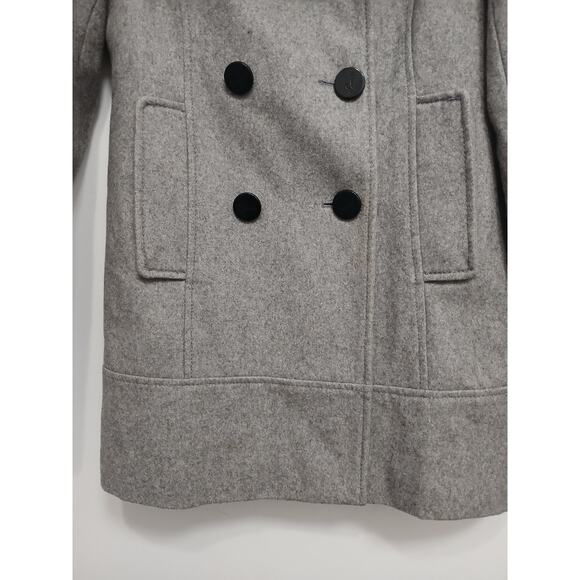 Guess Wool Pea Coat Womens Sz S Gray Double Breasted Large Lapel Collar Preppy - Picture 10 of 16